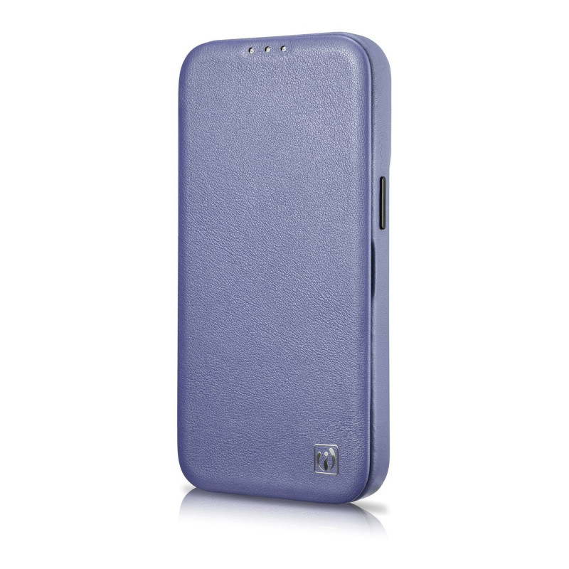iCarer CE Premium Leather Folio Case custodia a libro in pelle per Apple iPhone 14 Pro Max, MagSafe, viola chiaro (ICR419)