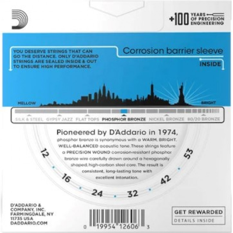 D'Addario EJ16 corde per chitarra acustica, 12-53