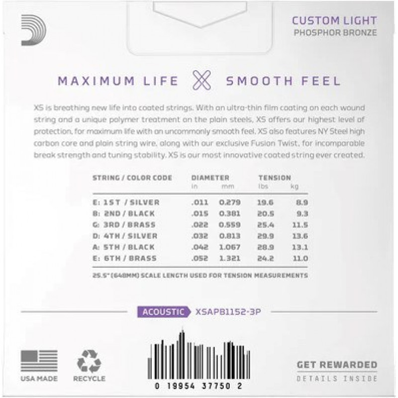 D'Addario XSAPB1152 corde per chitarra acustica, 11–52