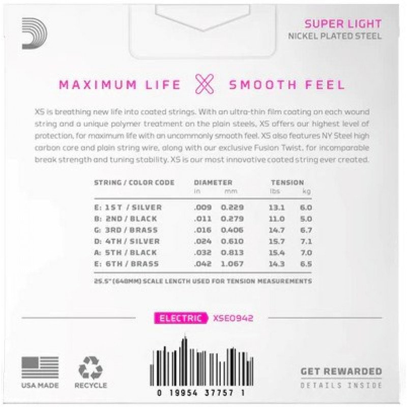 D'Addario XSE0942 corde per chitarra elettrica, Super Light 9–42