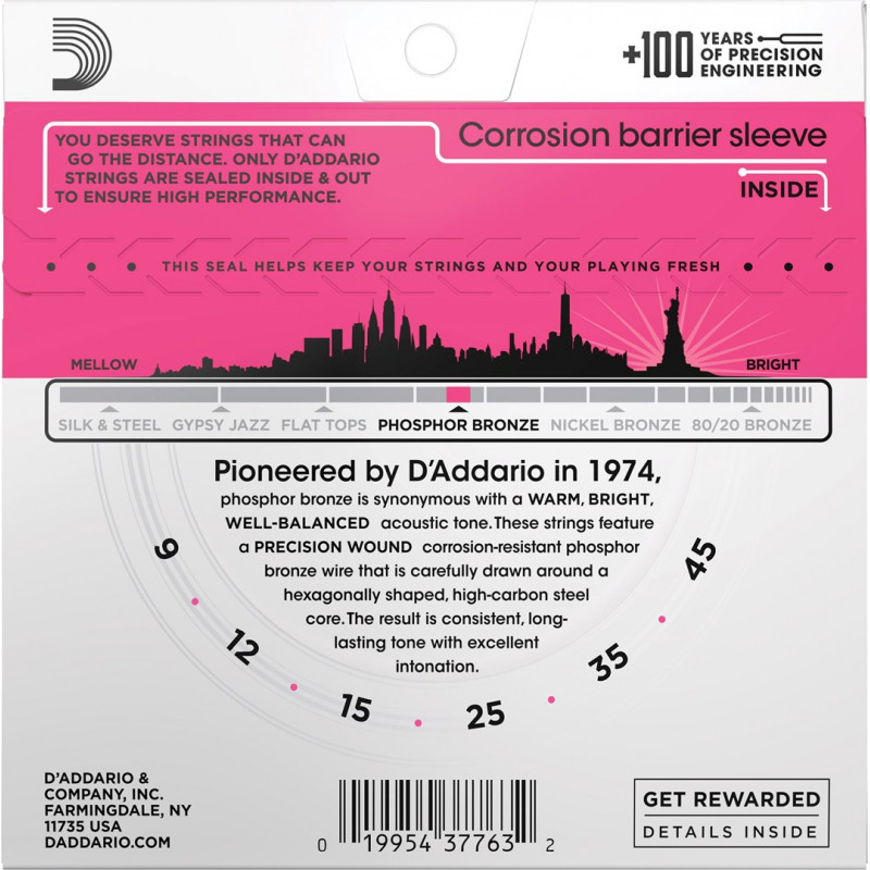 D'Addario EJ23 corde per chitarra acustica, 9–45