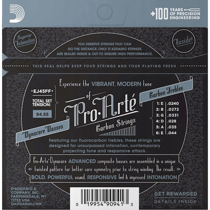 D'Addario EJ45FF Pro-Arté Carbon corde per chitarra classica