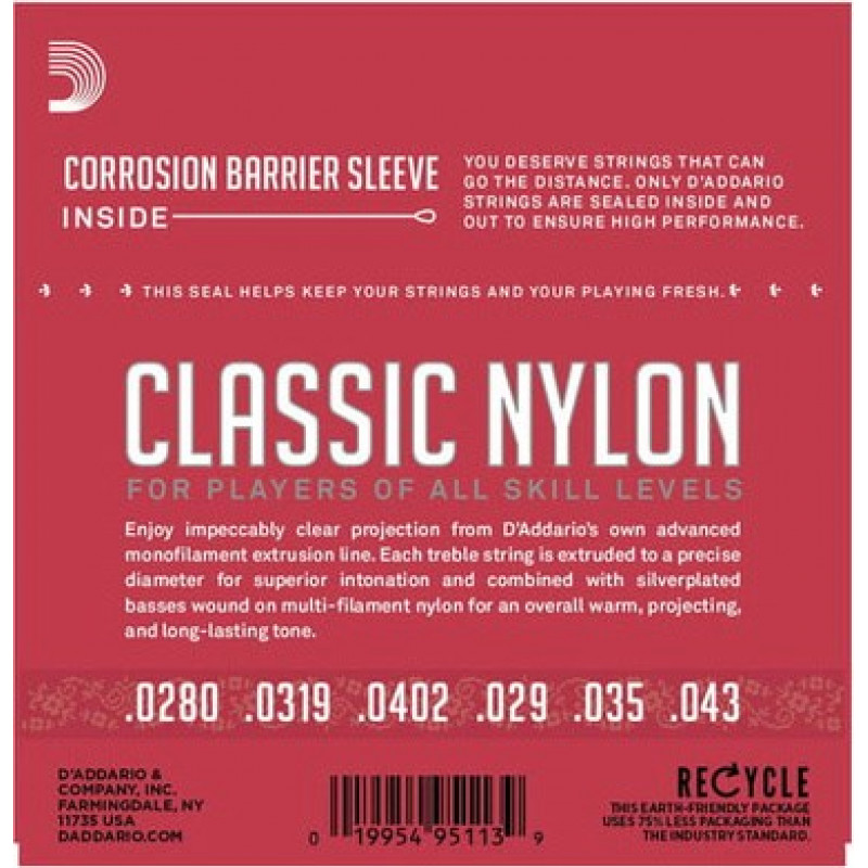 D'Addario EJ27N corde per chitarra classica, 029–045