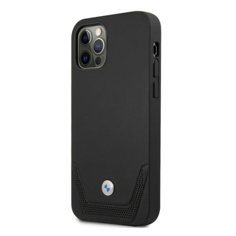 BMW BMHCP12LRSWPK Perforate custodia rigida in pelle per Apple iPhone 12 Pro Max, nera