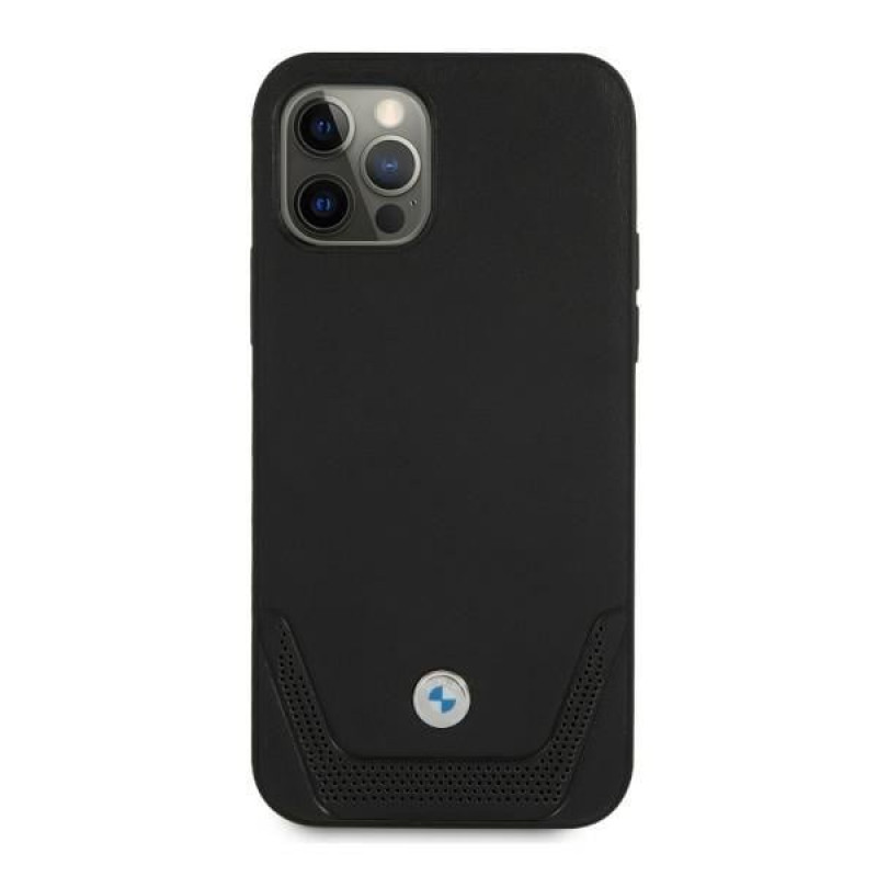 BMW BMHCP12LRSWPK Perforate custodia rigida in pelle per Apple iPhone 12 Pro Max, nera