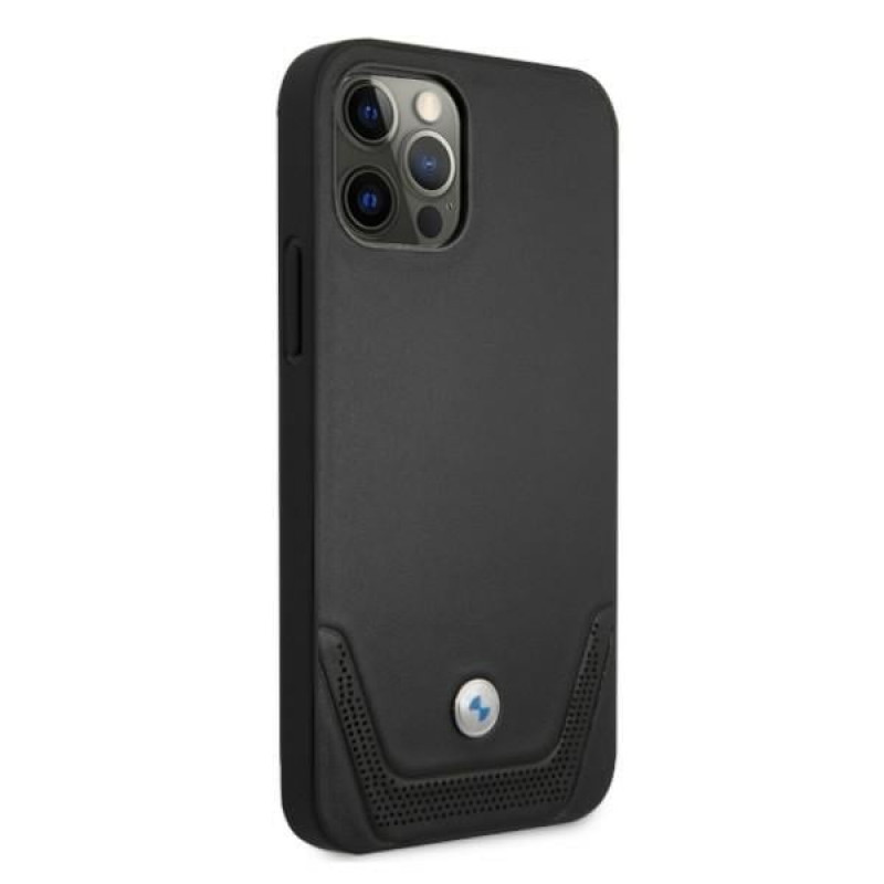 BMW BMHCP12LRSWPK Perforate custodia rigida in pelle per Apple iPhone 12 Pro Max, nera