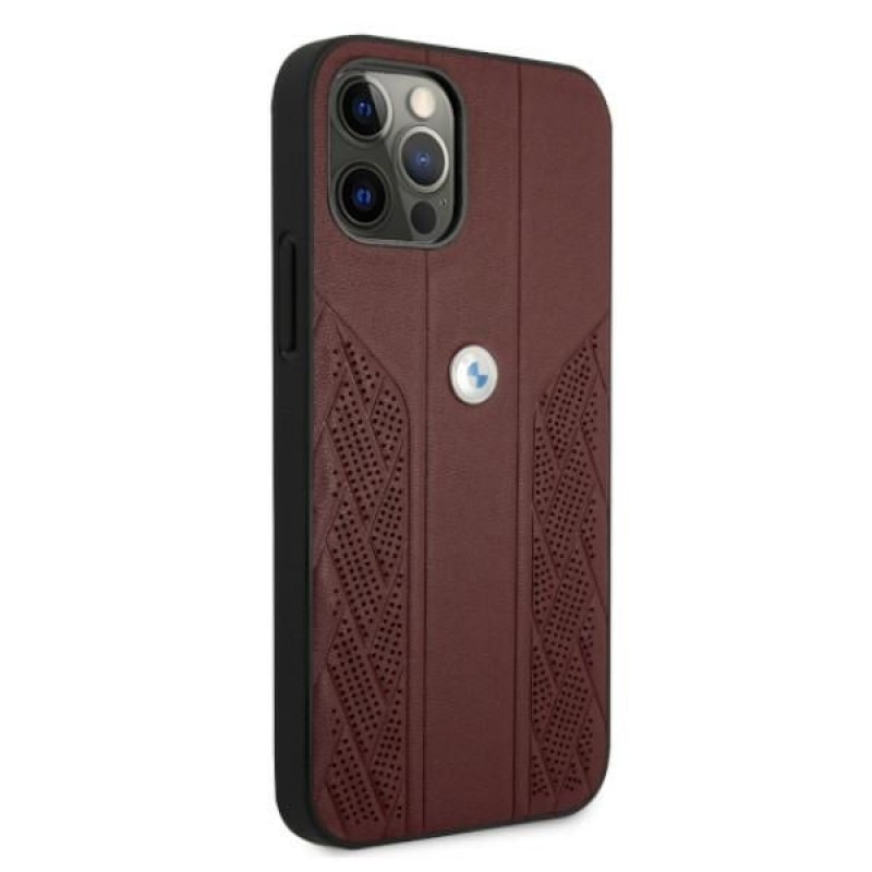 BMW BMHCP12MRSPPR Curve Perforate custodia rigida in pelle per Apple iPhone 12 / 12 Pro, rossa