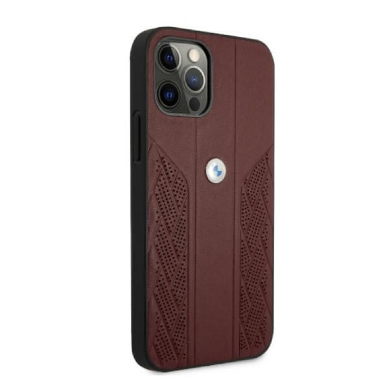 BMW BMHCP12LRSPPR Curve Perforate custodia rigida in pelle per Apple iPhone 12 Pro Max, rossa