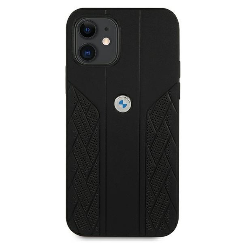 BMW BMHCP12SRSPPK Curve Perforate custodia rigida in pelle per Apple iPhone 12 mini, nera
