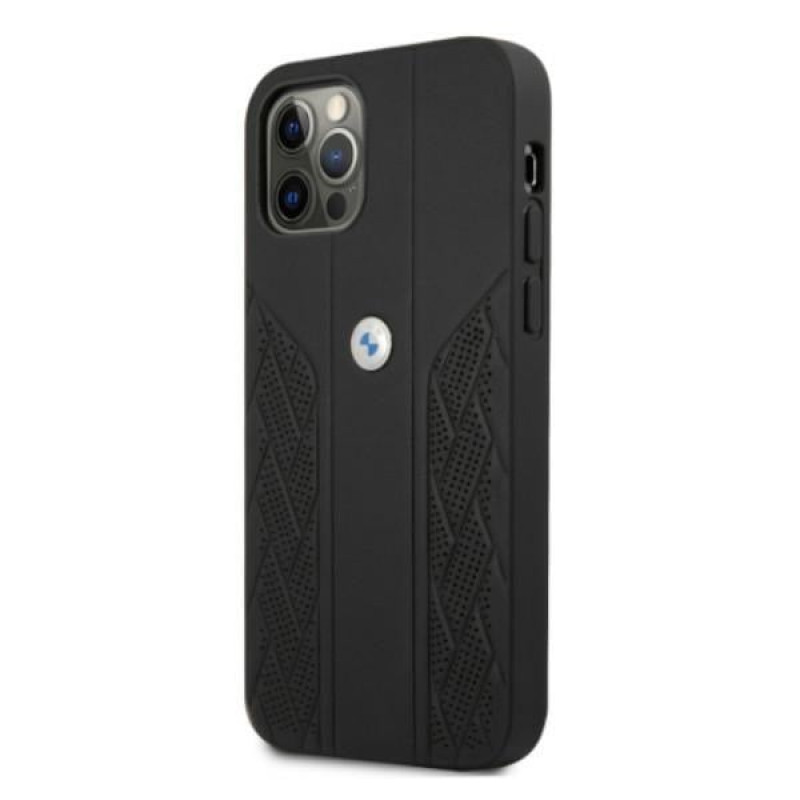 BMW BMHCP12MRSPPK Curve Perforate custodia rigida in pelle per Apple iPhone 12 / 12 Pro, nera