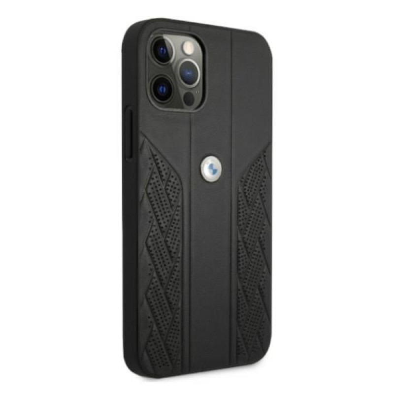 BMW BMHCP12MRSPPK Curve Perforate custodia rigida in pelle per Apple iPhone 12 / 12 Pro, nera