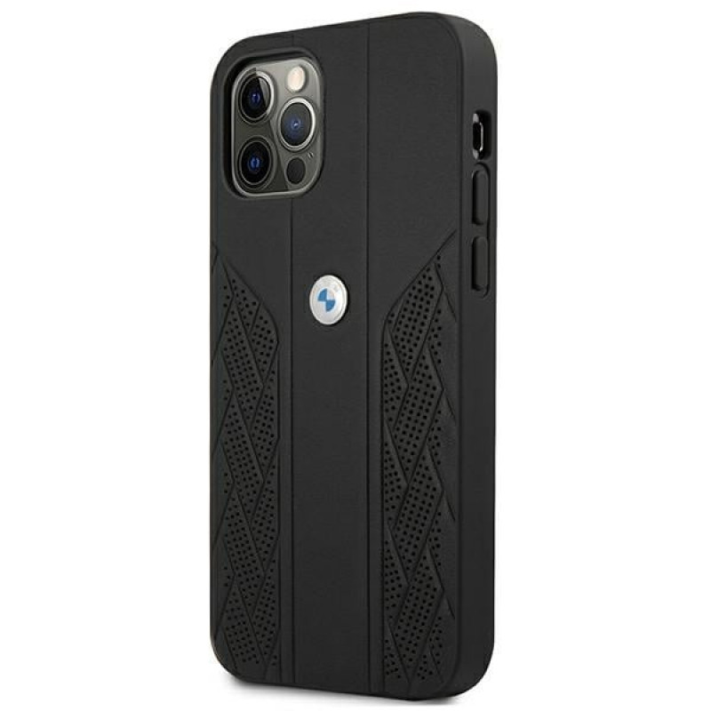 BMW BMHCP12LRSPPK Curve Perforate custodia rigida in pelle per Apple iPhone 12 Pro Max, nera