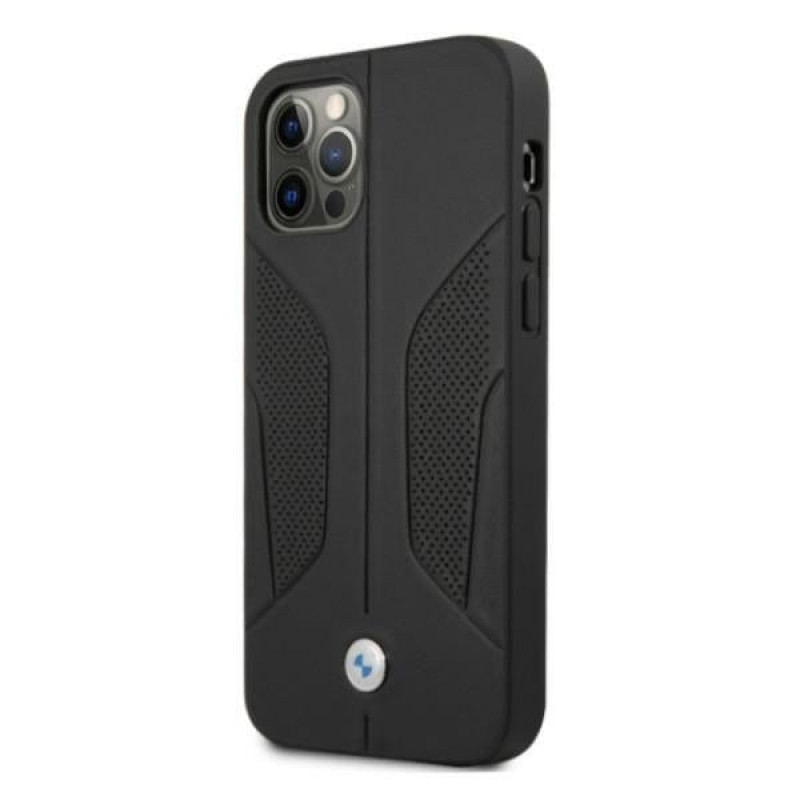 BMW BMHCP12MRSCSK Perforate Sides custodia rigida in pelle per Apple iPhone 12 / 12 Pro, nera