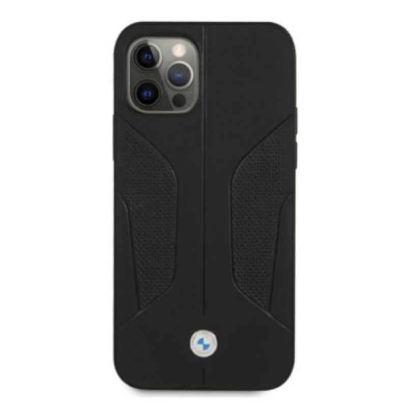 BMW BMHCP12MRSCSK Perforate Sides custodia rigida in pelle per Apple iPhone 12 / 12 Pro, nera
