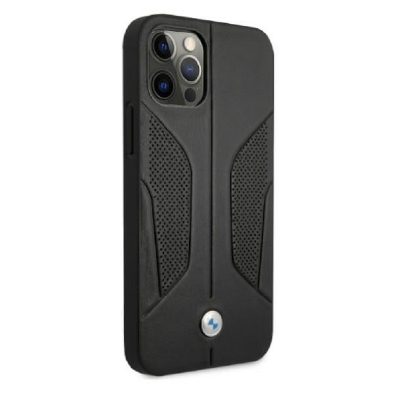BMW BMHCP12MRSCSK Perforate Sides custodia rigida in pelle per Apple iPhone 12 / 12 Pro, nera