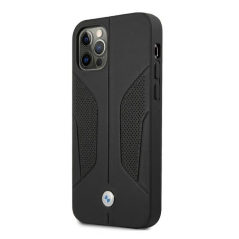BMW BMHCP12LRSCSK Perforate Sides custodia rigida in pelle per Apple iPhone 12 Pro Max, nera