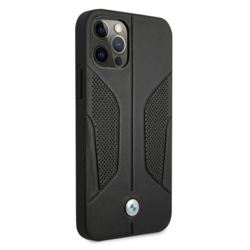BMW BMHCP12LRSCSK Perforate Sides custodia rigida in pelle per Apple iPhone 12 Pro Max, nera