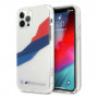 Custodia rigida BMW BMHCP12LSKTGT Motorsport Tricolor per Apple iPhone 12 Pro Max, trasparente