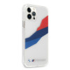 Custodia rigida BMW BMHCP12LSKTGT Motorsport Tricolor per Apple iPhone 12 Pro Max, trasparente
