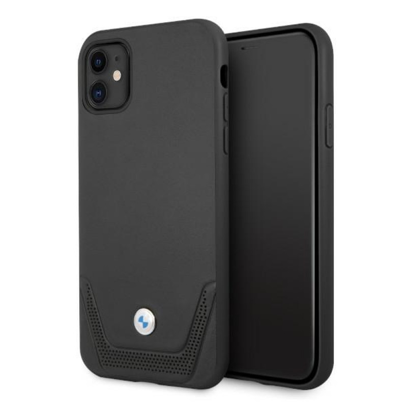 Custodia rigida BMW BMHCN61RSWPK Leather Perforate per Apple iPhone 11, nera