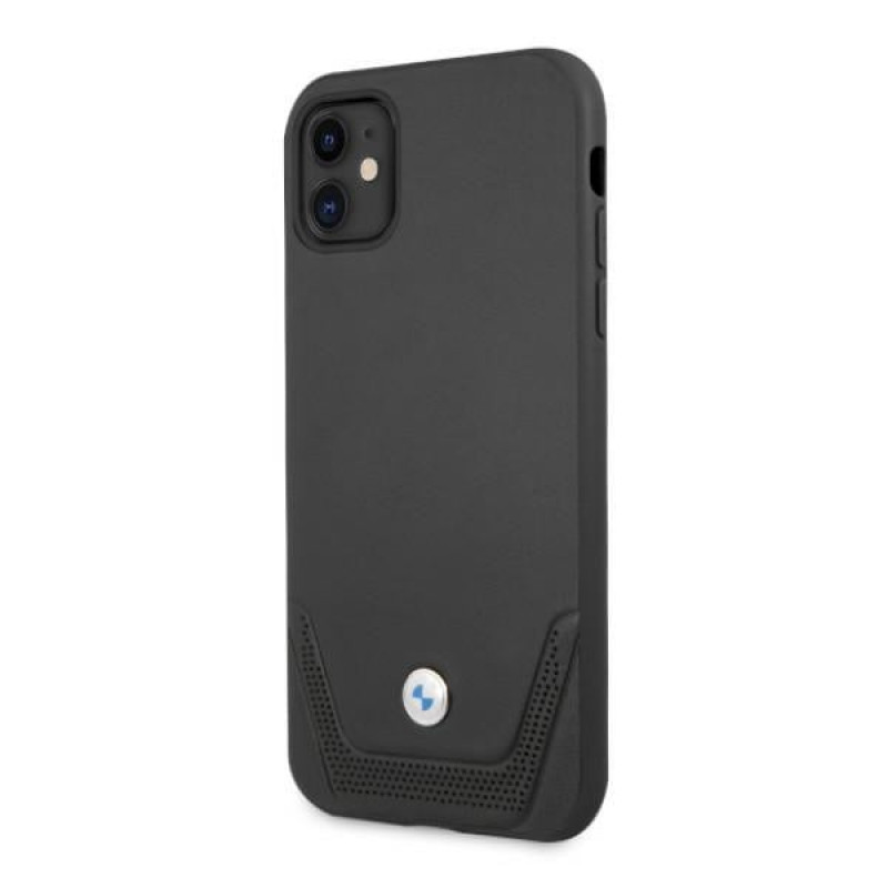 Custodia rigida BMW BMHCN61RSWPK Leather Perforate per Apple iPhone 11, nera