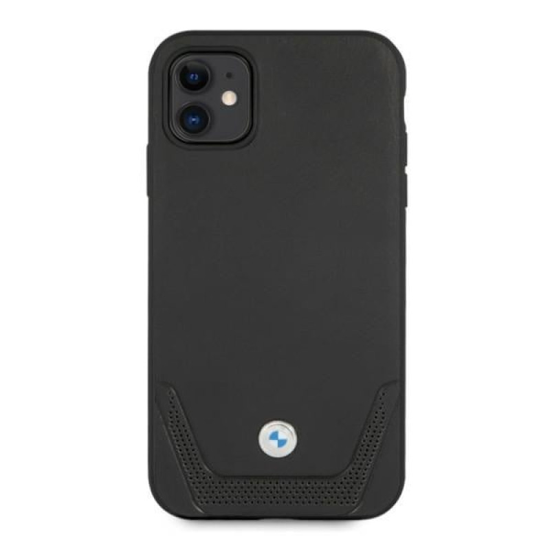 Custodia rigida BMW BMHCN61RSWPK Leather Perforate per Apple iPhone 11, nera