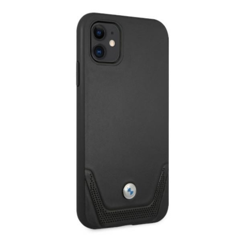 Custodia rigida BMW BMHCN61RSWPK Leather Perforate per Apple iPhone 11, nera