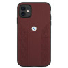 Custodia rigida BMW BMHCN61RSPPR Leather Curve Perforate per Apple iPhone 11, rossa
