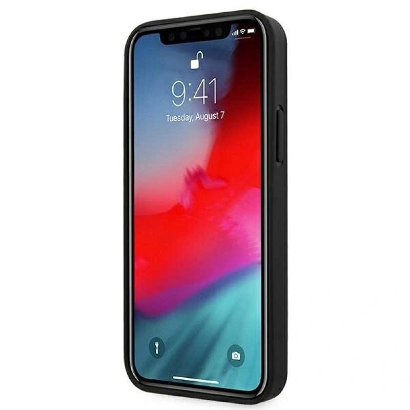 Custodia rigida Mercedes-AMG AMHCP12SGSEBK Leather Debossed Lines per Apple iPhone 12 mini, nera