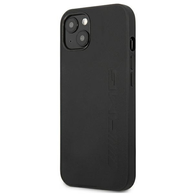 Custodia rigida Mercedes-AMG AMHCP13MDOLBK Leather Hot Stamped per Apple iPhone 13, nera