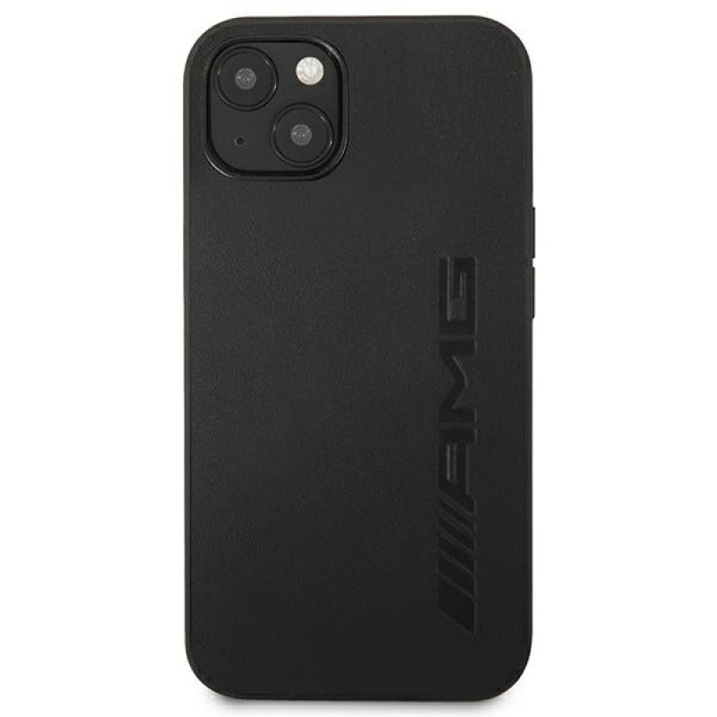 Custodia rigida Mercedes-AMG AMHCP13MDOLBK Leather Hot Stamped per Apple iPhone 13, nera