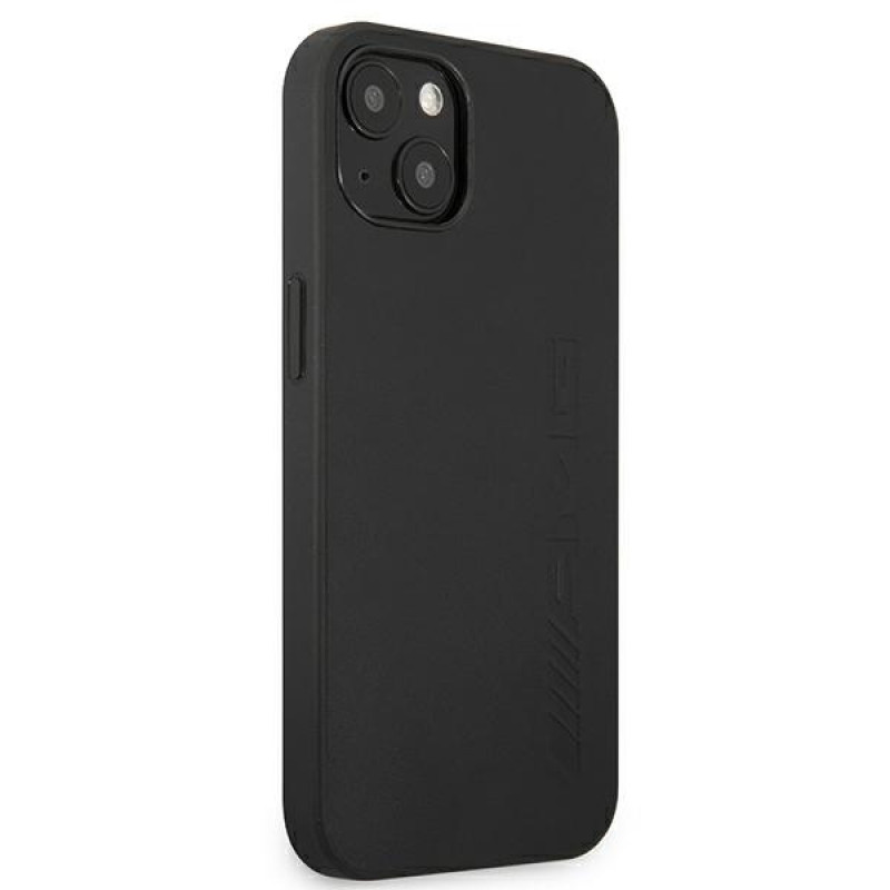 Custodia rigida Mercedes-AMG AMHCP13MDOLBK Leather Hot Stamped per Apple iPhone 13, nera