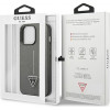 Guess GUHCP13LPSATLG cover rigida per Apple iPhone 13 Pro, Saffiano Triangle Logo, argento