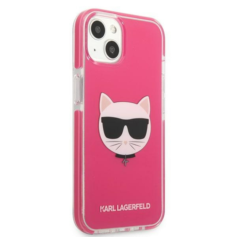Karl Lagerfeld KLHCP13STPECPI cover rigida per Apple iPhone 13 mini 5,4″, Choupette Head, fucsia