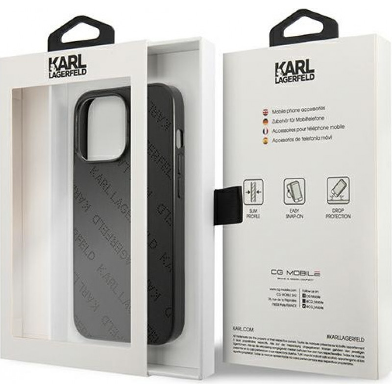 Karl Lagerfeld KLHCP13LPTLK cover rigida per Apple iPhone 13 Pro, Perforated Allover, nera