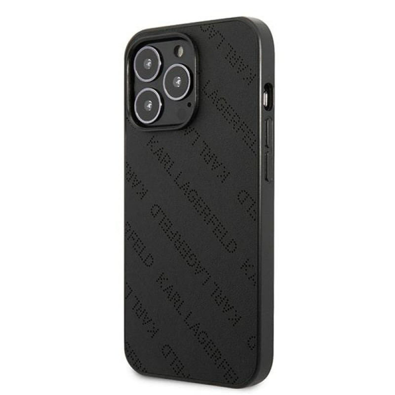 Karl Lagerfeld KLHCP13LPTLK cover rigida per Apple iPhone 13 Pro, Perforated Allover, nera