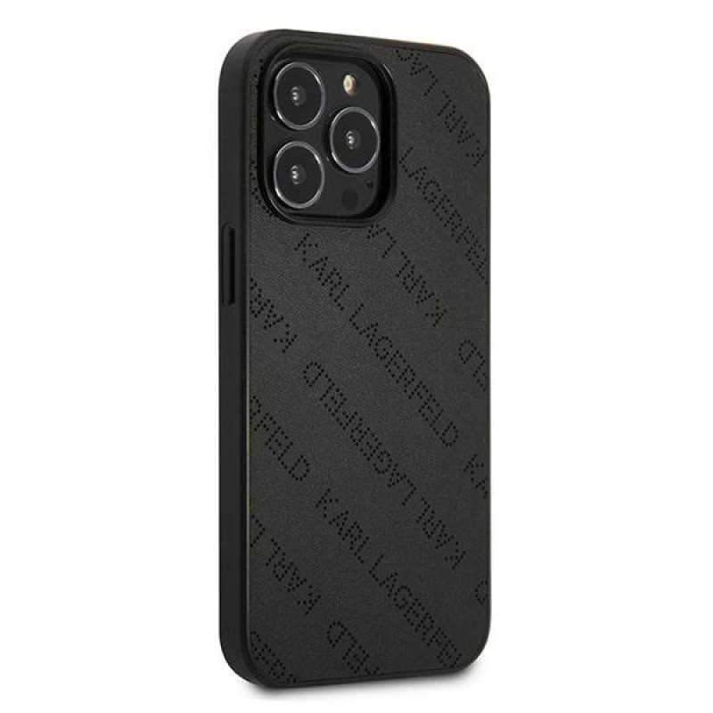 Karl Lagerfeld KLHCP13LPTLK cover rigida per Apple iPhone 13 Pro, Perforated Allover, nera