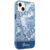 Guess GUHCP14MHGPLHB cover rigida per Apple iPhone 14 Plus / 15 Plus, Porcelain Collection, blu