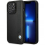 BMW BMHCP14L22RBDK Leather Blue Dots custodia rigida per iPhone 14 Pro 6,1", nera