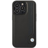 BMW BMHCP14L22RBDK Leather Blue Dots custodia rigida per iPhone 14 Pro 6,1", nera