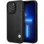 BMW BMHCP14X22RBDK Leather Blue Dots custodia rigida per iPhone 14 Pro Max 6,7", nera