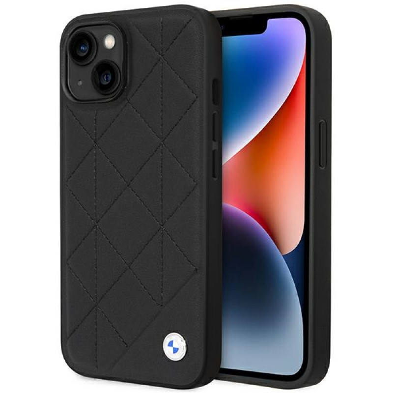 BMW BMHCP14S22RQDK Leather Quilted custodia rigida per iPhone 14 6,1", nera