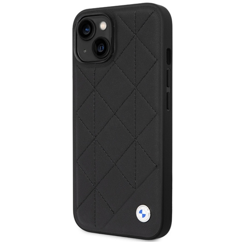 BMW BMHCP14S22RQDK Leather Quilted custodia rigida per iPhone 14 6,1", nera