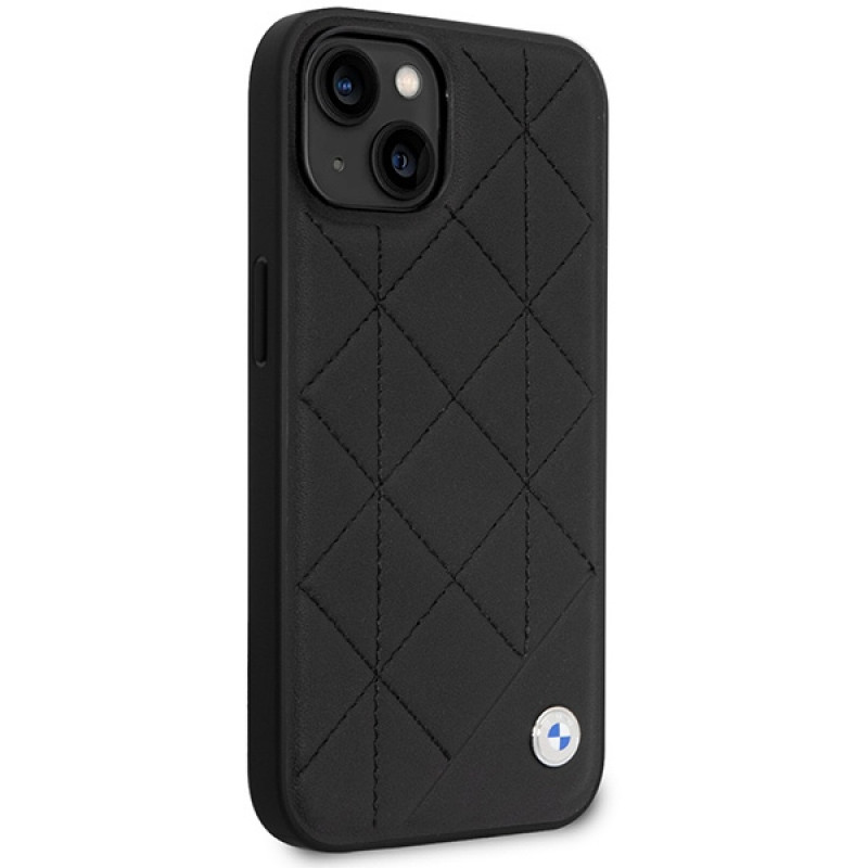 BMW BMHCP14S22RQDK Leather Quilted custodia rigida per iPhone 14 6,1", nera