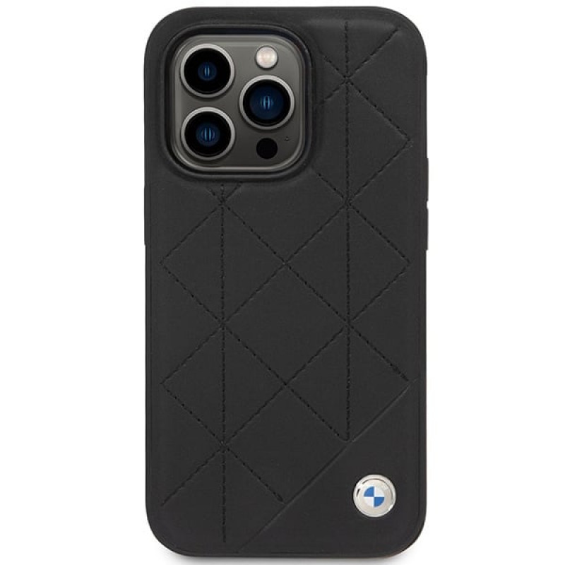 BMW BMHCP14L22RQDK Leather Quilted custodia rigida per iPhone 14 Pro 6,1", nera