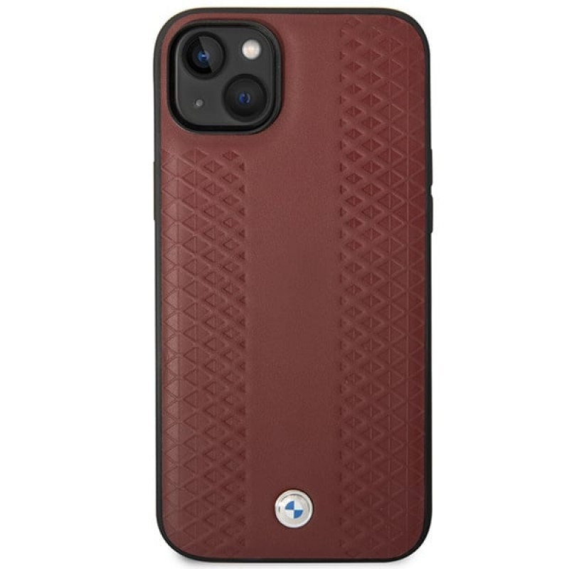 BMW BMHCP14S22RFGR Leather Diamond Pattern custodia rigida per iPhone 14 6,1", bordeaux