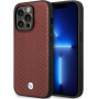 BMW BMHCP14X22RFGR Leather Diamond Pattern custodia rigida per iPhone 14 Pro Max 6,7", bordeaux