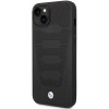 BMW BMHCP14S22RPSK custodia per iPhone 14, nera, Leather Seats Pattern