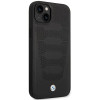 BMW BMHCP14S22RPSK custodia per iPhone 14, nera, Leather Seats Pattern