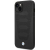 BMW BMHCP14S22RPSK custodia per iPhone 14, nera, Leather Seats Pattern